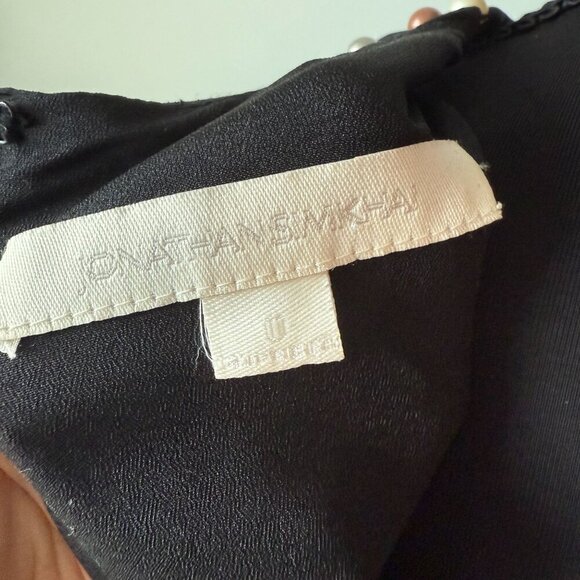 Jonathan Simkhai Dress Pearl Studded Asymmetrical Black Sz 0 Wedding Guest - Picture 8 of 11